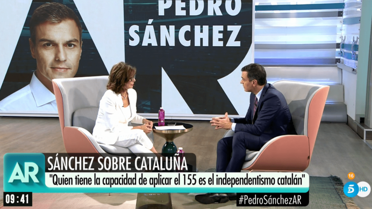 Ana Rosa Quintana y Pedro Sánchez en una entrevista televisiva histórica.