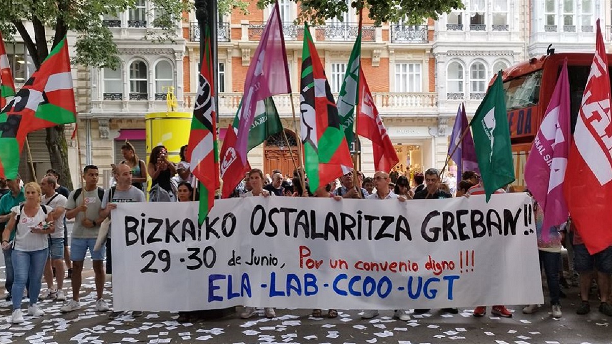 Protestas de los trabajadores del sector hostelero en Bizkaia