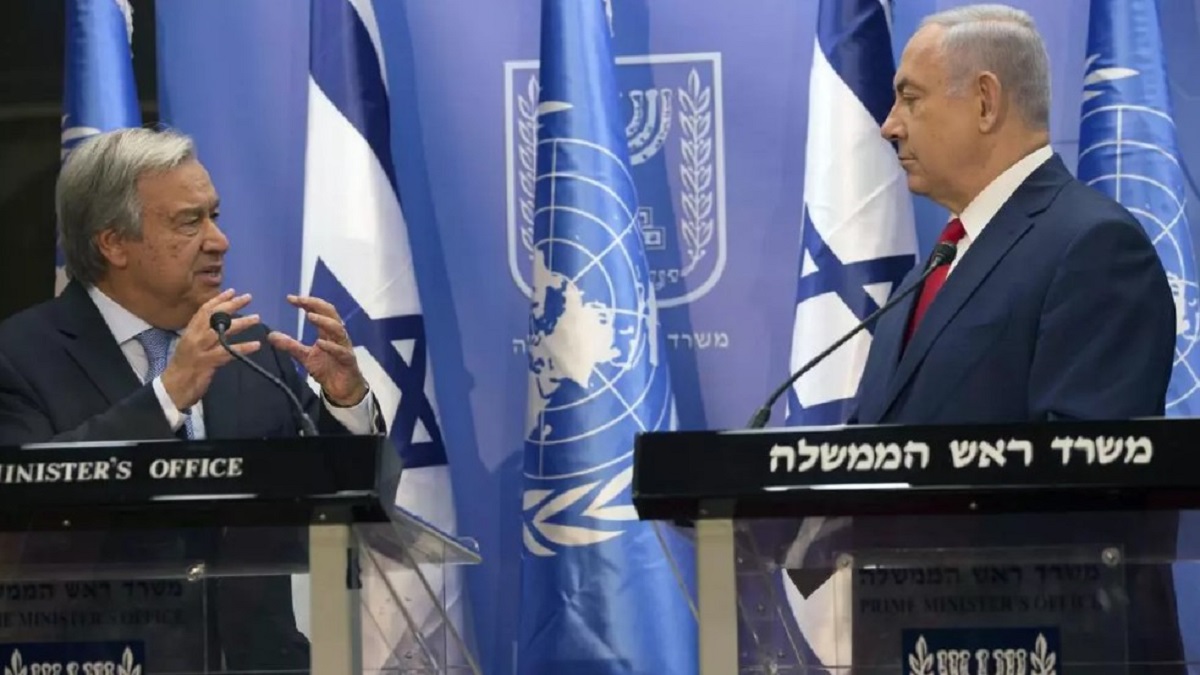 El líder de la ONU, Guterres, y el líder israelí, Netanyahu.
